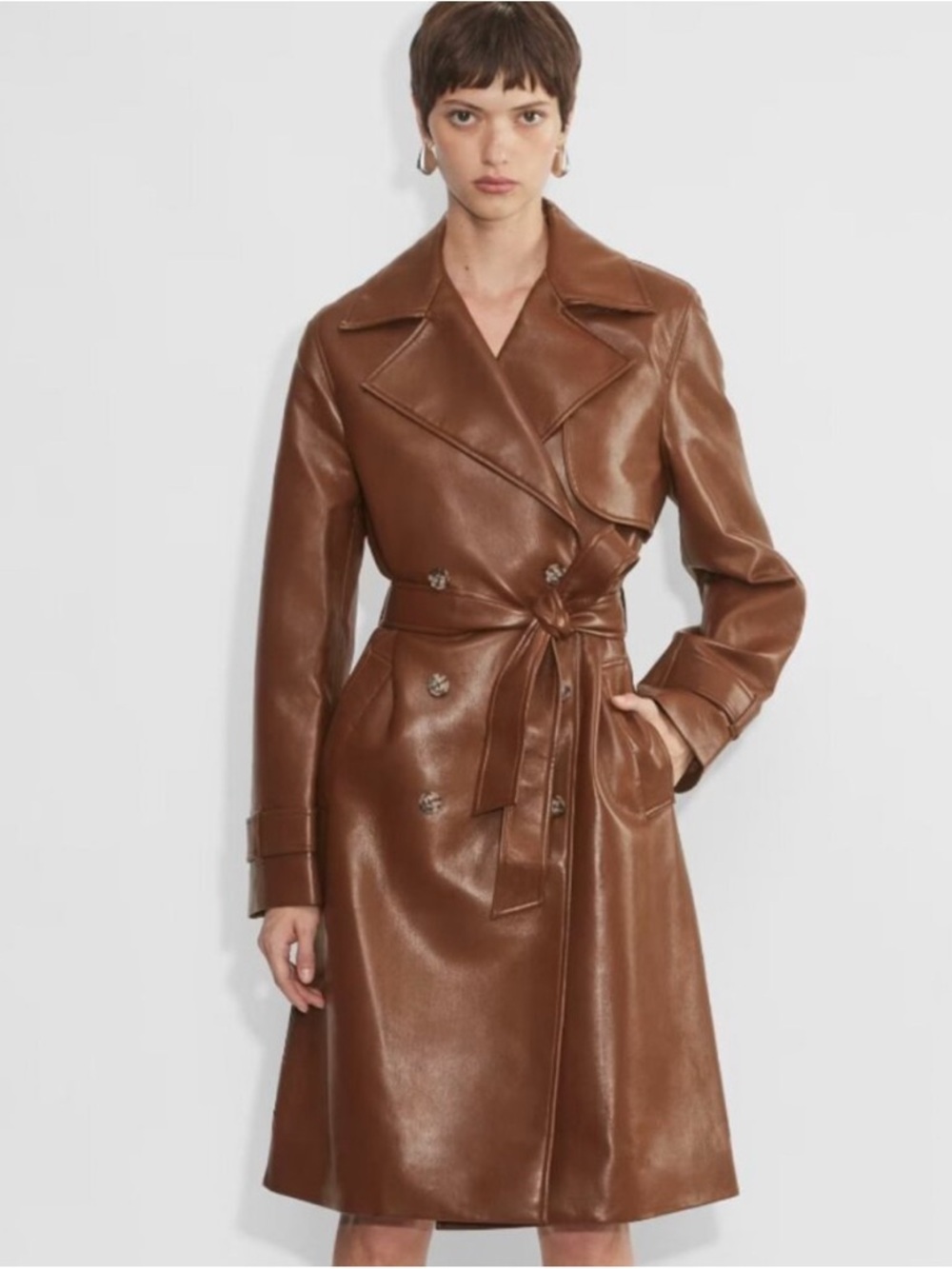 Aritzia Babaton Vegan Leather Trench Coat, Small EUC!